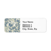 Japans Aziatisch Blauw Blad Bloem Etiket (Voorkant)