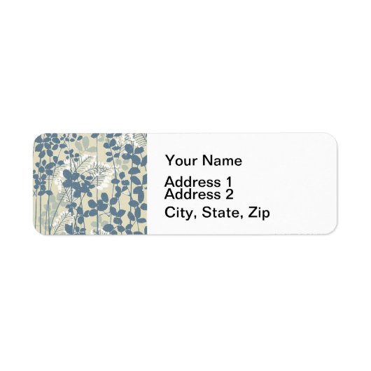 Japans Aziatisch Blauw Blad Bloem Etiket (Voorkant)