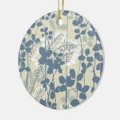 Japans Aziatisch Blauw Blad Bloem Keramisch Ornament (Links)