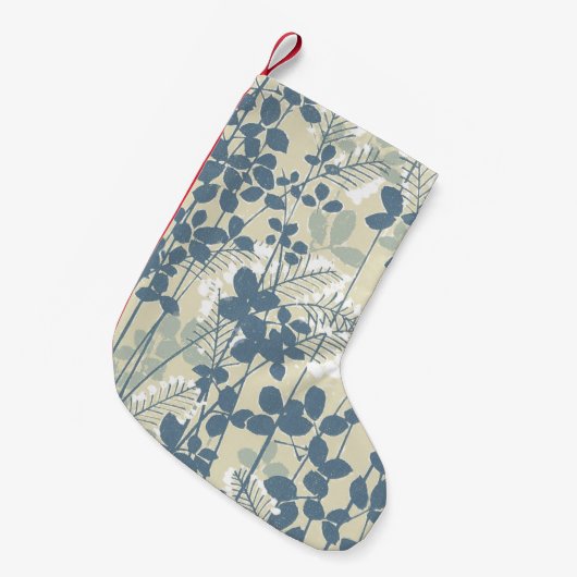 Japans Aziatisch Blauw Blad Bloem Kleine Kerstsok (Voorkant (Hangend))