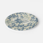 Japans Aziatisch Blauw Blad Bloem Papieren Bordje (Gekanteld)