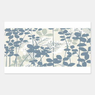 Japans Aziatisch Blauw Blad Bloem Rechthoekige Sticker