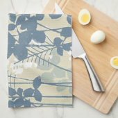 Japans Aziatisch Blauw Blad Bloem Theedoek (Quarter Fold)