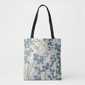 Japans Aziatisch Blauw Blad Bloem Tote Bag (Voorkant)