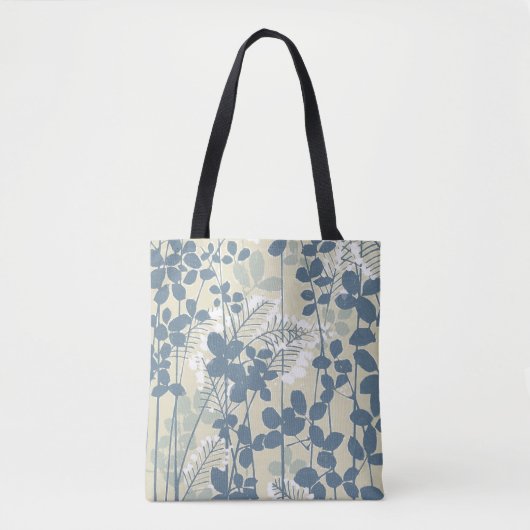 Japans Aziatisch Blauw Blad Bloem Tote Bag (Voorkant)