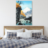 Japans Aziatisch Kunst  Sneeuw Overdekte Berg Canvas Afdruk (Insitu (Slaapkamer))