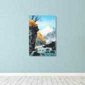 Japans Aziatisch Kunst  Sneeuw Overdekte Berg Canvas Afdruk (Insitu (Houten vloer))