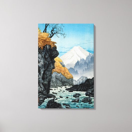 Japans Aziatisch Kunst  Sneeuw Overdekte Berg Canvas Afdruk (Voorkant)