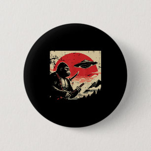 Japans Bigfoot Samurai Ufo Sasquatch Mannen Ronde Button 5,7 Cm