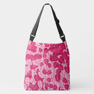 Japans blad Print, Fuchsia and Light Pink Crossbody Tas