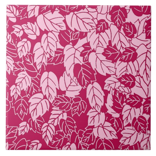 Japans blad Print, Fuchsia and Light Pink Tegeltje (Voorkant)