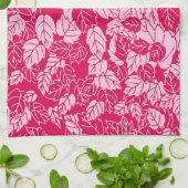 Japans blad Print, Fuchsia and Light Pink Theedoek (Gevouwen)