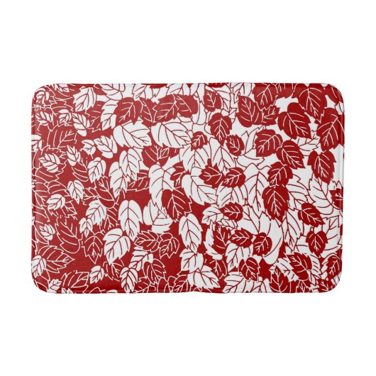 Japans bladeren afdrukken, donkerrood en wit badmat (Voorkant)