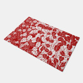 Japans bladeren afdrukken, donkerrood en wit deurmat (Schuin)