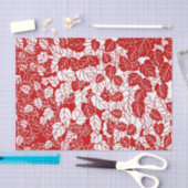 Japans bladeren afdrukken, donkerrood en wit tissuepapier (Craft)