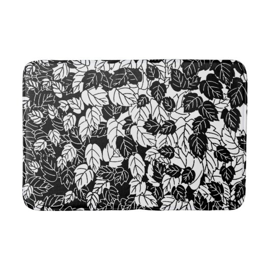 Japans bladeren afdrukken, zwart en wit badmat (Voorkant)