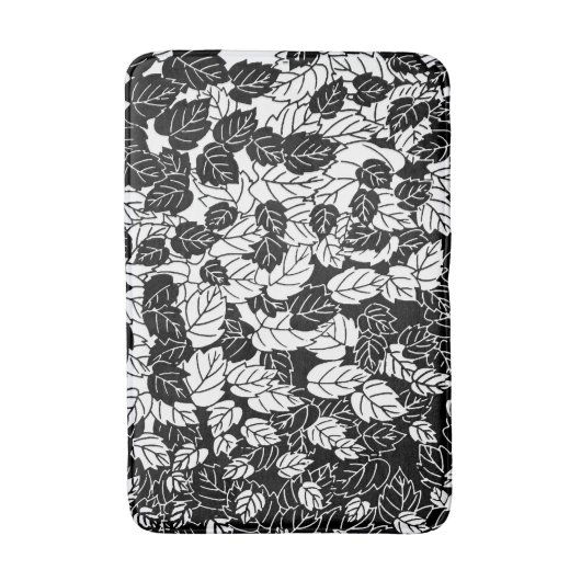 Japans bladeren afdrukken, zwart en wit badmat (Voorkant Verticaal)