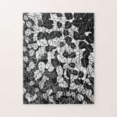 Japans bladeren afdrukken, zwart en wit legpuzzel (Verticaal)