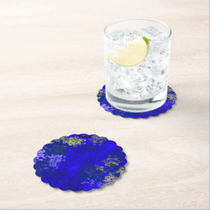 Japans blauw bloempatroon kartonnen onderzetters