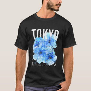 Japans blauw Cherry Blossom Artwork Tokyo Japan A T-shirt