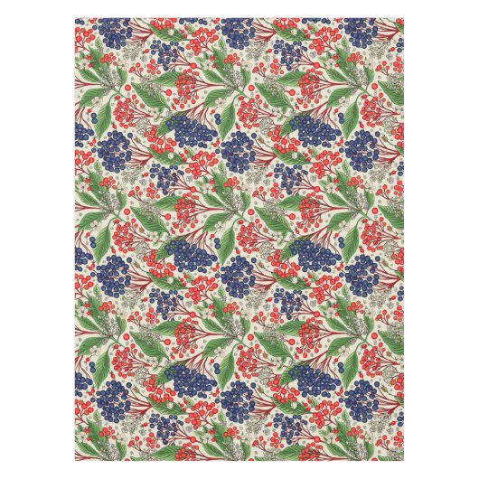 Japans Blauw en Rood Berries Tafelkleed (Voorkant)