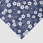 Japans Blauw Sakura Kersenbloesem Bloemen Tissuepapier (Detail)