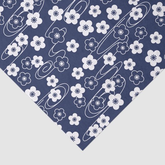 Japans Blauw Sakura Kersenbloesem Bloemen Tissuepapier (Detail)