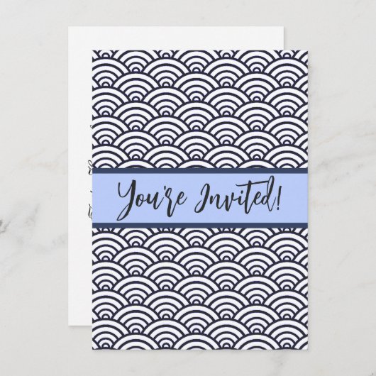 Japans blauw Waves Seigaiha Zee Kaart (Voorkant / Achterkant)