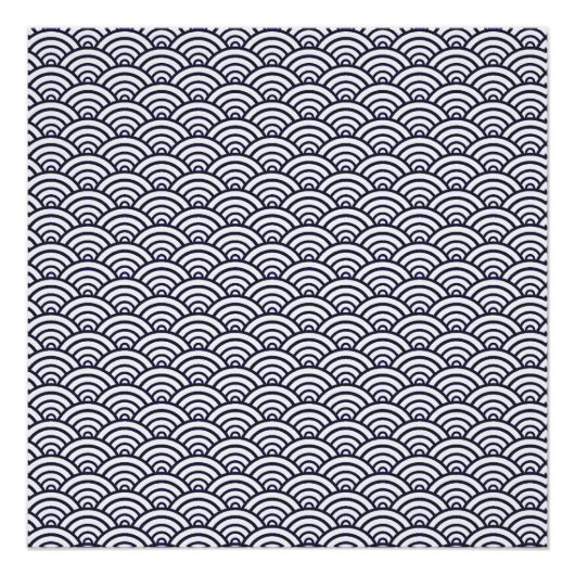 Japans blauw Waves Seigaiha Zee Perfect Poster (Voorkant)