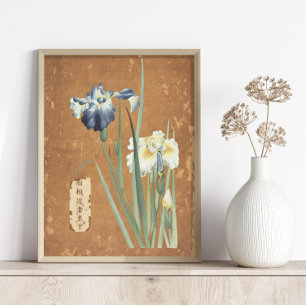 Japans blauw wit Iris Floral ontkoppeling Tissuepapier