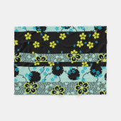  Japans bloemenkimonopatroon Fleece Deken (Voorkant (Horizontaal))