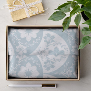 Japans bloempatroon in zachte blauwe en witte tint tissuepapier
