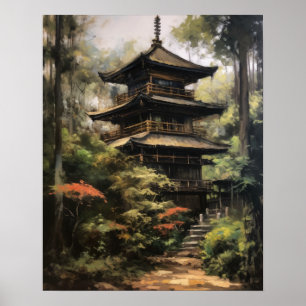 Japans boeddhistische tempel kunst print Poster