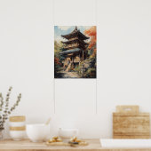 Japans boeddhistische tempel kunst print Poster (Keuken)