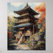 Japans boeddhistische tempel kunst print Poster (Voorkant)