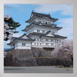 Japans Castle, Odawara, sakura illustratie Poster