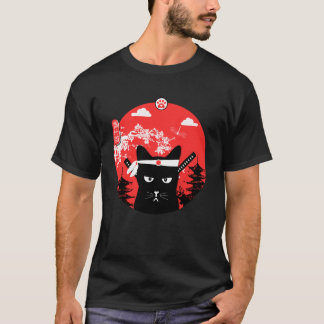 Japans Cat Design Ninja Art Style T-shirt
