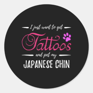 Japans Chin Hondenliefhebber Tattoo Funny Dog Mom Ronde Sticker