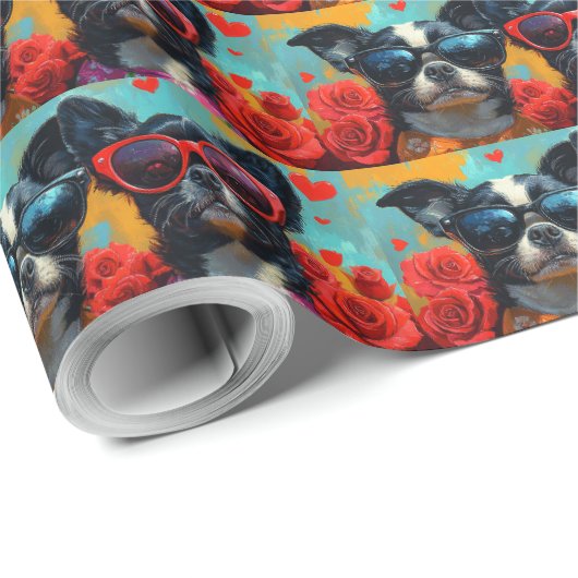 Japans Chin met Hart Rozen Valentijnsdag Cadeaupapier (Rol Hoek)