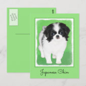 Japans Chin Puppy Painting - Oorspronkelijke honde Briefkaart (Voorkant / Achterkant)