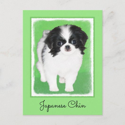 Japans Chin Puppy Painting - Oorspronkelijke honde Briefkaart (Voorkant)