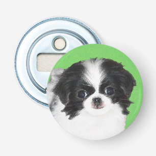 Japans Chin Puppy Painting - Oorspronkelijke honde Button Flesopener