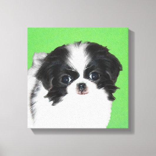 Japans Chin Puppy Painting - Oorspronkelijke honde Canvas Afdruk (Voorkant)