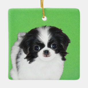 Japans Chin Puppy Painting - Oorspronkelijke honde Keramisch Ornament
