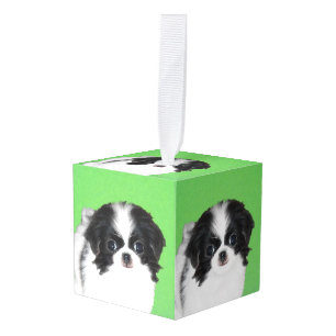 Japans Chin Puppy Painting - Oorspronkelijke honde Kubus Ornament