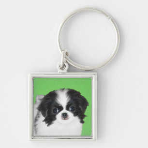 Japans Chin Puppy Painting - Oorspronkelijke honde Sleutelhanger