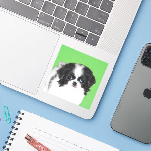 Japans Chin Puppy Painting - Oorspronkelijke honde Sticker