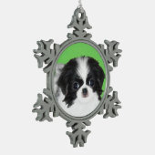 Japans Chin Puppy Painting - Oorspronkelijke honde Tin Sneeuwvlok Ornament (Links)