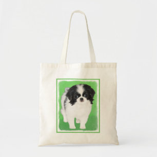 Japans Chin Puppy Painting - Oorspronkelijke honde Tote Bag
