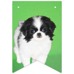 Japans Chin Puppy Painting - Oorspronkelijke honde Vlaggetjes